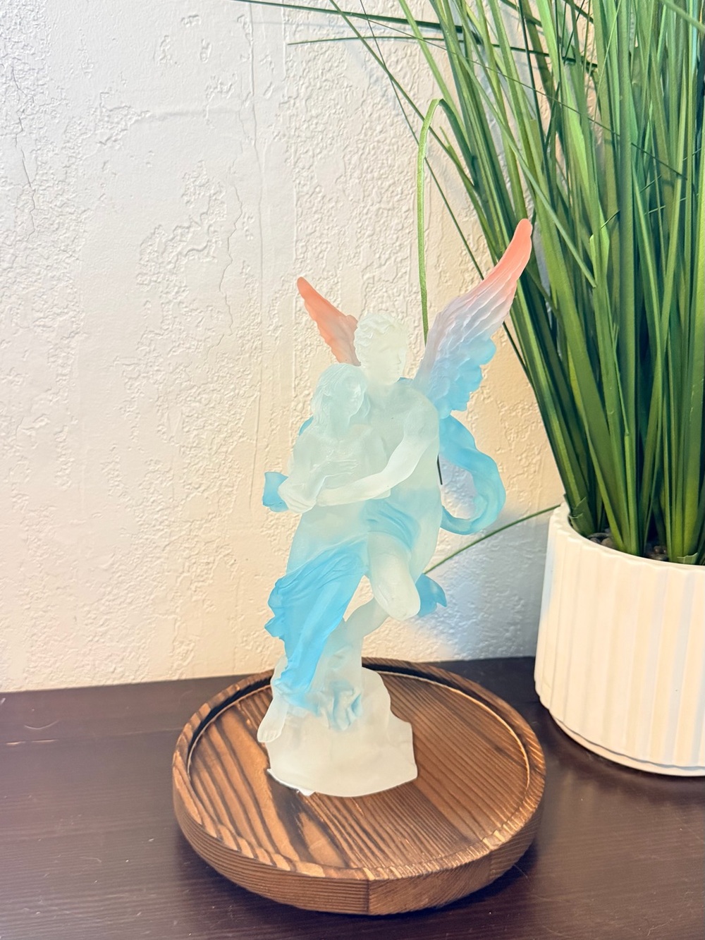 Art colored glass Lucite Angel Couple Sculpture Art Colored